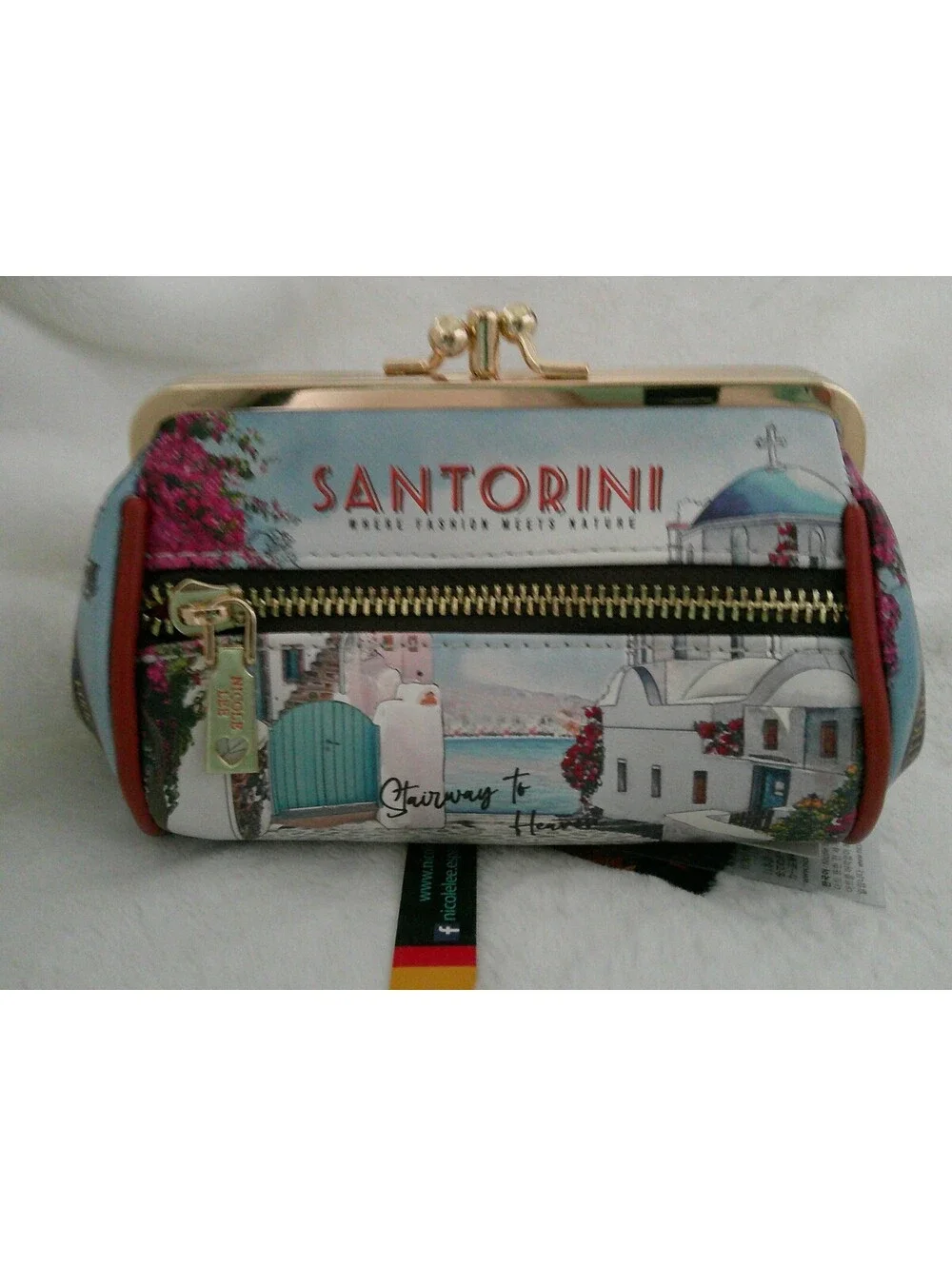 Nicole Lee Santorini Themed Wristlet Wallet Tassel & Charms